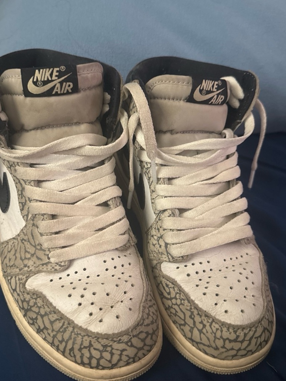 Jordan 1 Mid Cement Gray Sneakers with elephant print MENS 5.5